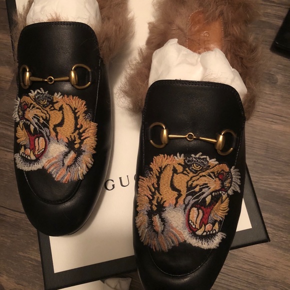 gucci fur loafers tiger